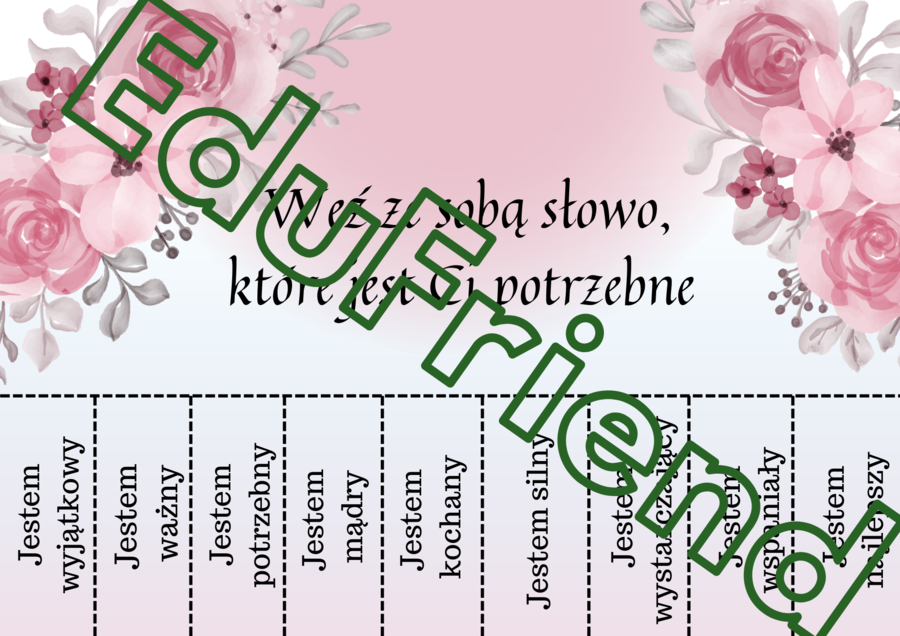 Weź ze sobą słowo, które jest Ci potrzebne- SELFCARE- 21 kart A4- odrywanki- całolroczne