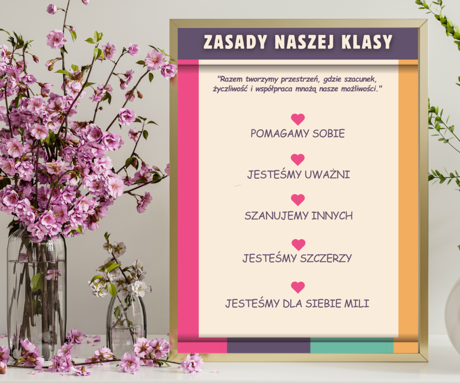 Zestaw Obrazków do szkolnej sali z możliwością DRUKU. Tabliczka Mnożenia, zasady klasy, tekst Inspirujący.