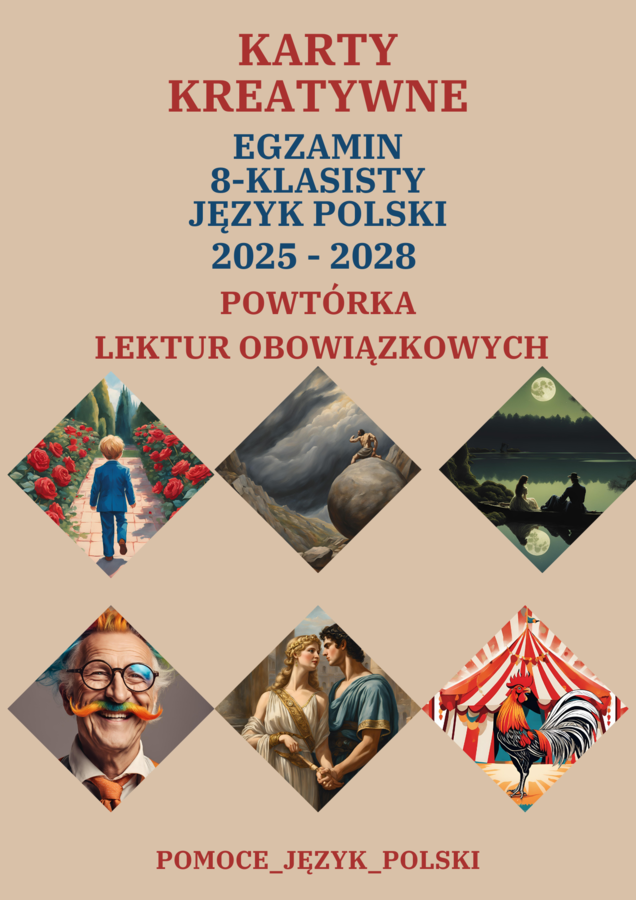 Karty lektur, grafika, lektury, egzamin ósmoklasisty