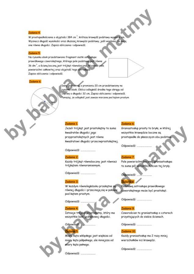 Zeszyt przygotowań do E8 z matematyki - CAŁOŚĆ! - 21 zestawów -
