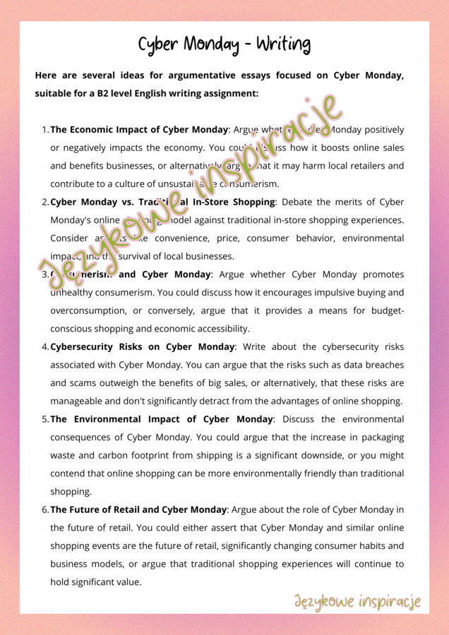 Cyber Monday - gotowa lekcja