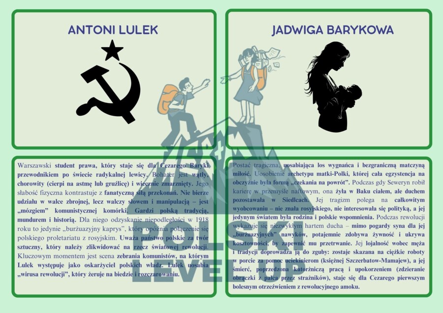 Fiszki z 30 postaciami z lektur dwudziestolecia_Polski Level Up
