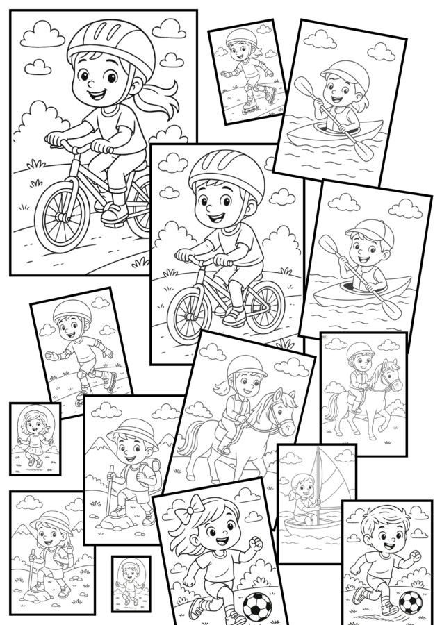 🎨 26 sportowych kolorowanek do druku! 🏃‍♀️🤸‍♂️🚴‍♀️