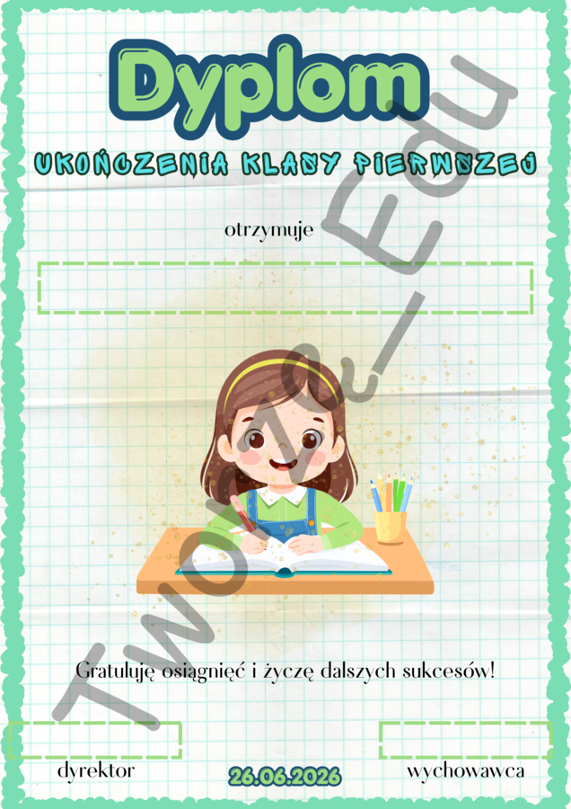 Dyplom ukończenia klasy pierwszej