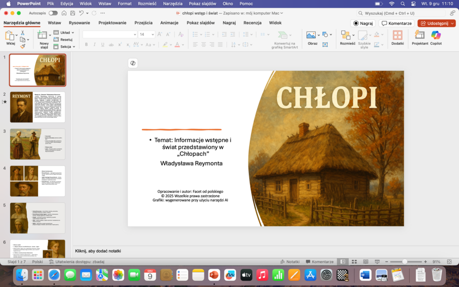 "Chłopi" Reymonta - informacje wstępne i świat przedstawiony