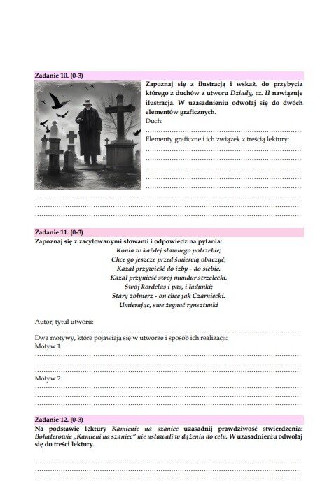 Sprawdzian przekrojowy z lektur