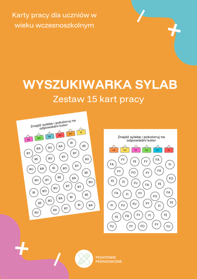 Wyszukiwarka sylab- 15 kart pracy (dla uczniów w edukacji wczesnoszkolnej)