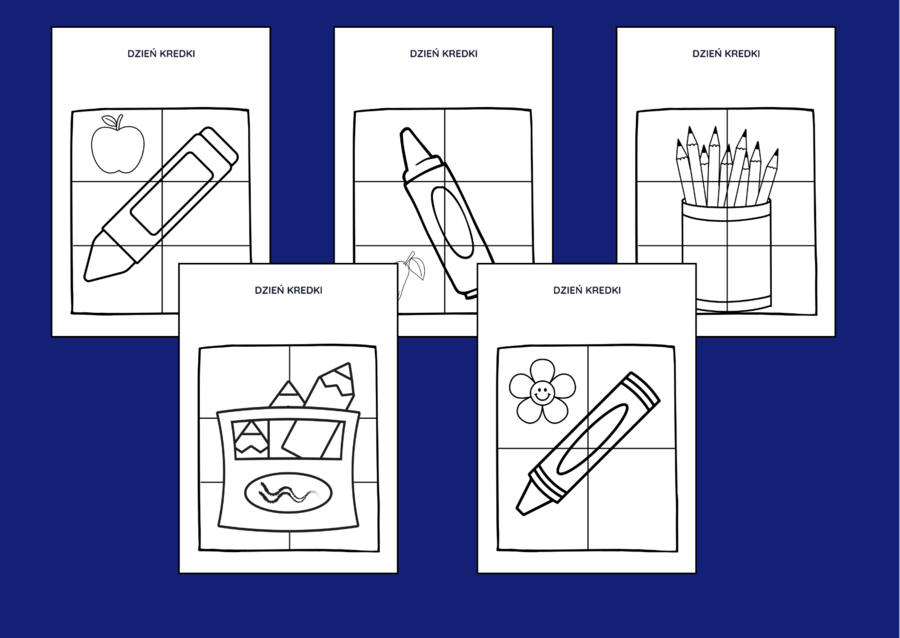 DZIEŃ KREDKI – biblioteka – świetlica – przedszkole - UKŁADANKA - układanki - puzzle - kolorowanka - 10 szt.
