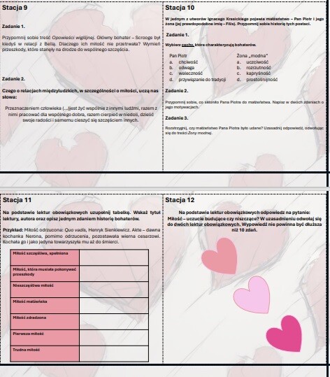 Walentynkowe stacje zadaniowe - lektury do E8