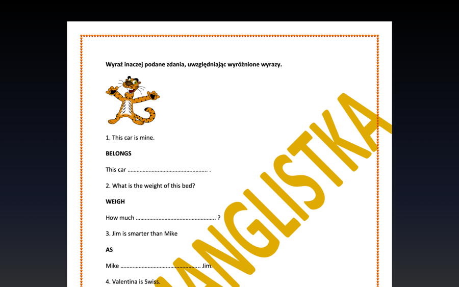 Parafrazy zdań ze słowem kluczem - egzamin ósmoklasisty - 20 nowych zdań z rozwiązaniami