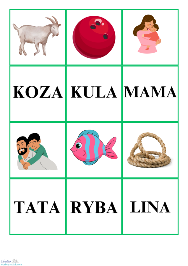 ZESTAW DO NAUKI CZYTANIA – czteroliterowy