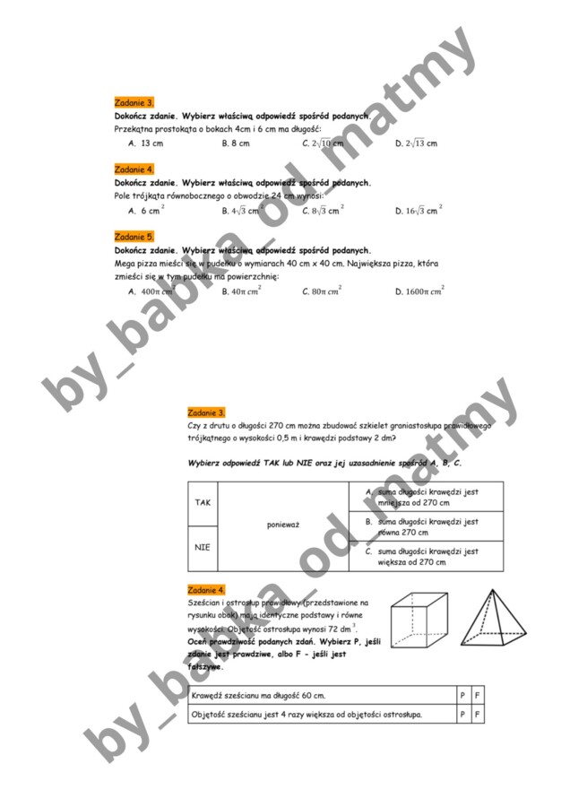 Zeszyt przygotowań do E8 z matematyki - CAŁOŚĆ! - 21 zestawów -