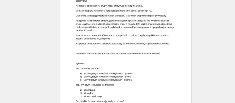 Gra statki - substancje o znaczeniu biologicznym