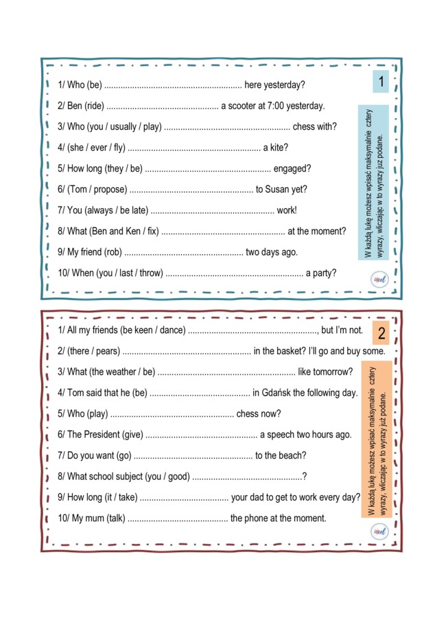 EGZAMIN ÓSMOKLASISTY - UŻYCIE WYRAZÓW PODANYCH W NAWIASIE W ODPOWIEDNIEJ FORMIE