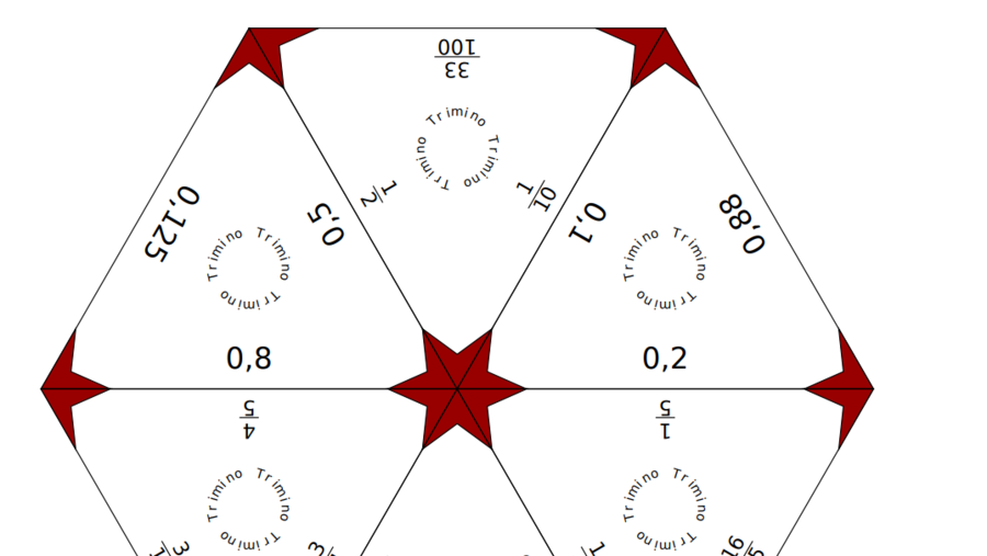 Ułamki zwykłe - ułamki dziesiętne - gra trimino