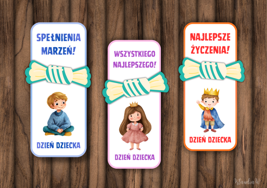 Dzień Dziecka - zakładki z miejscem na cukierka