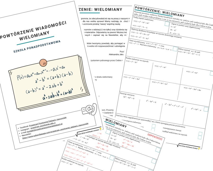 Powtórzenie: wielomiany (szkoła ponadpodstawowa)