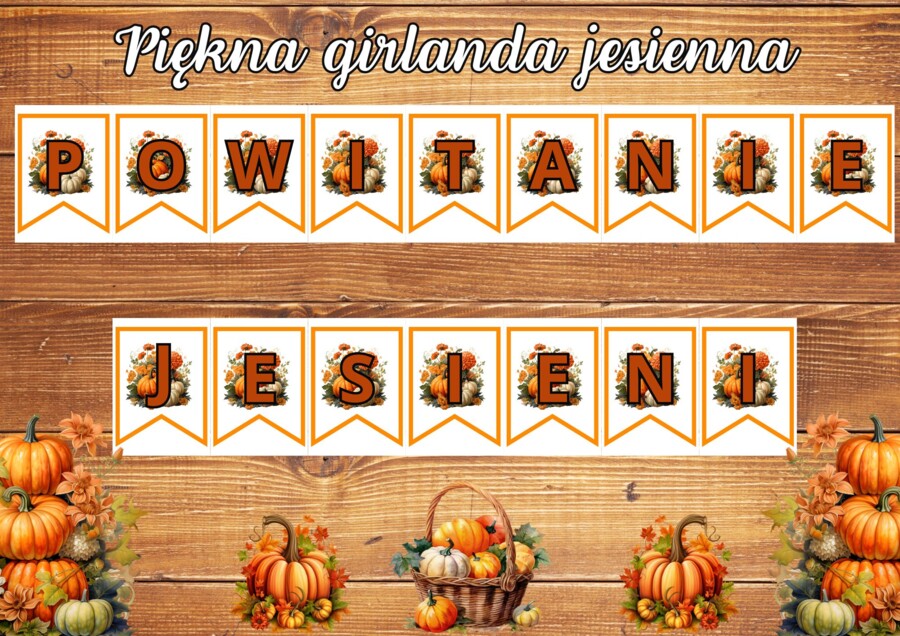 PRZEPIĘKNA JESIENNA GIRLANDA Z ILUSTRACJAMI