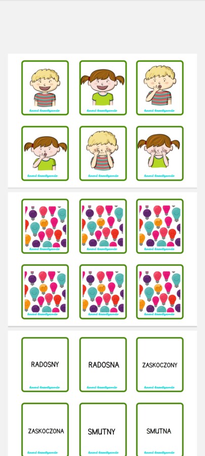 Memorki, karty, przymiotniki