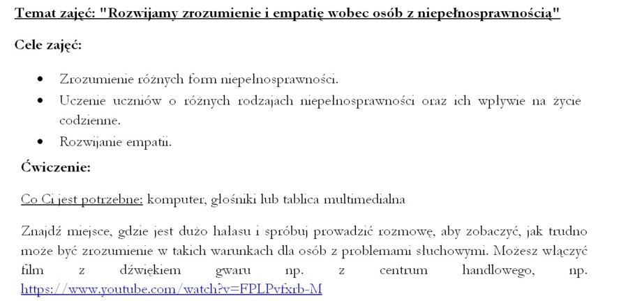 Konspekt zajęć. Dzień osób z niepełnosprawnością. Rewalidacja. Godzina wychowawcza. Pedagog specjalny.