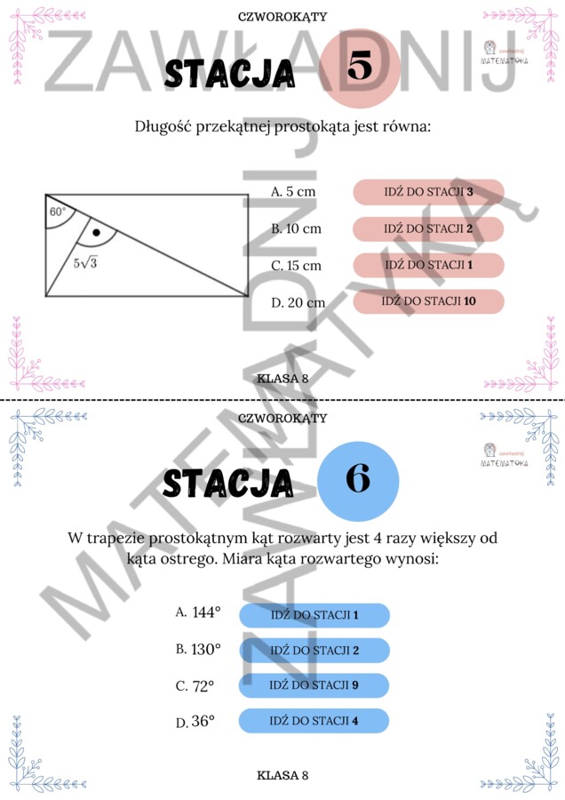 Stacje zadaniowe - czworokąty