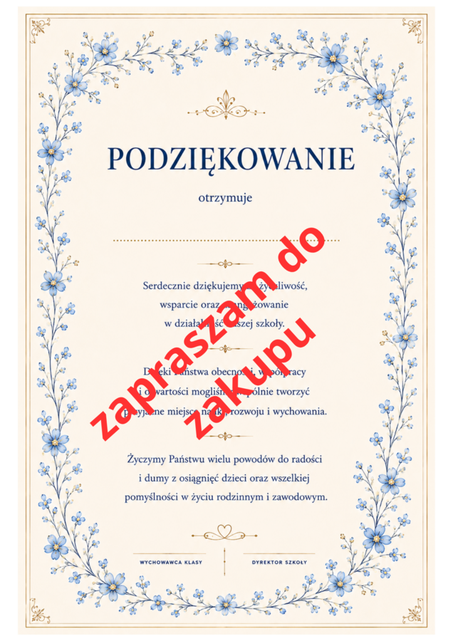 Podziękowanie dla rodziców na zakończenie roku