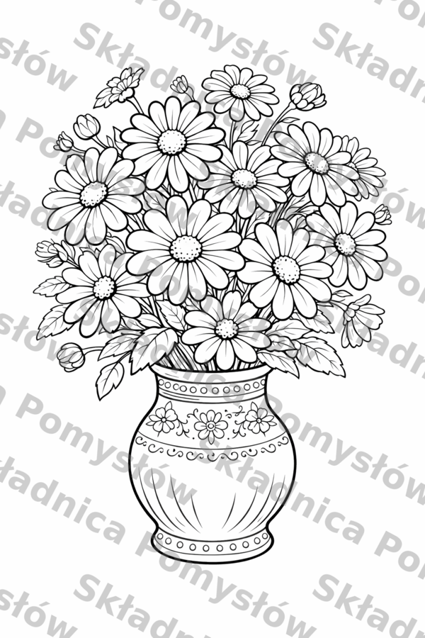 KWIATY W WAZONACH - kolorowanki do druku - 6 kart A4; karta pracy, dekoracja, gazetka, świetlica