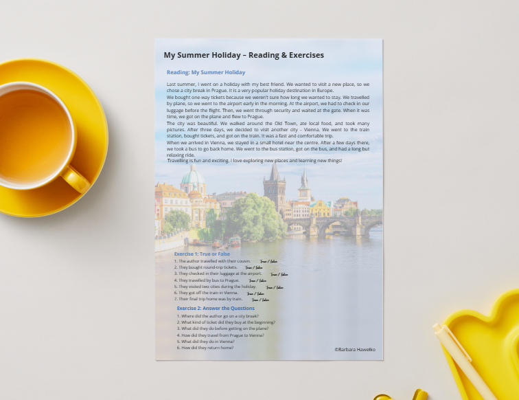 My Summer Holiday - reading & exercises