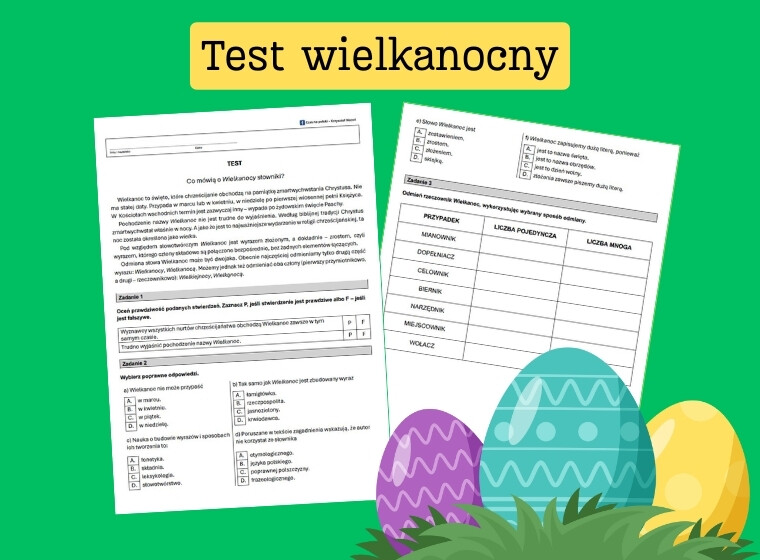 Test wielkanocny dla klas 7-8