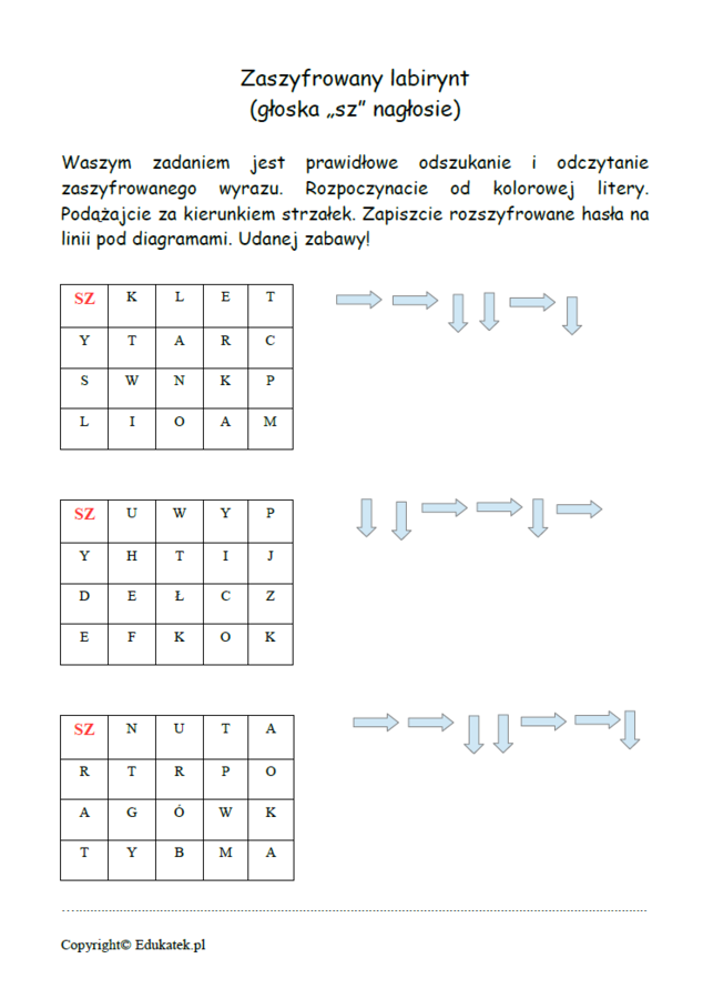 Zaszyfrowany labirynt - zabawy logopedyczne i nauka czytania