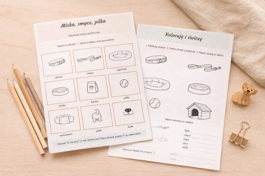 Miska, smycz, piłka – słowniczek małego opiekuna psa