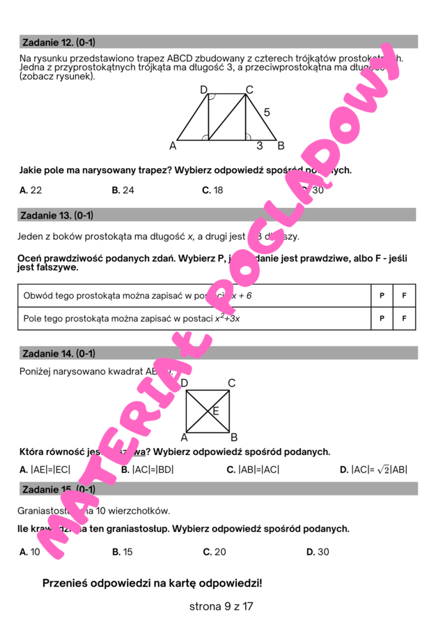 Próbny egzamin ósmoklasisty 2024/2025 matematyka