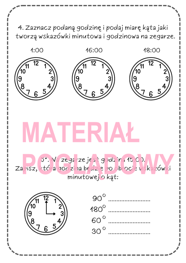 KĄTY - karta pracy lub kartkówka (wersja dla klasy 4)