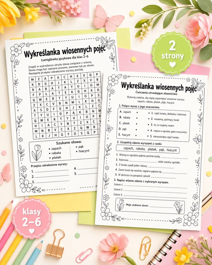 Wykreślanka wiosennych pojęć