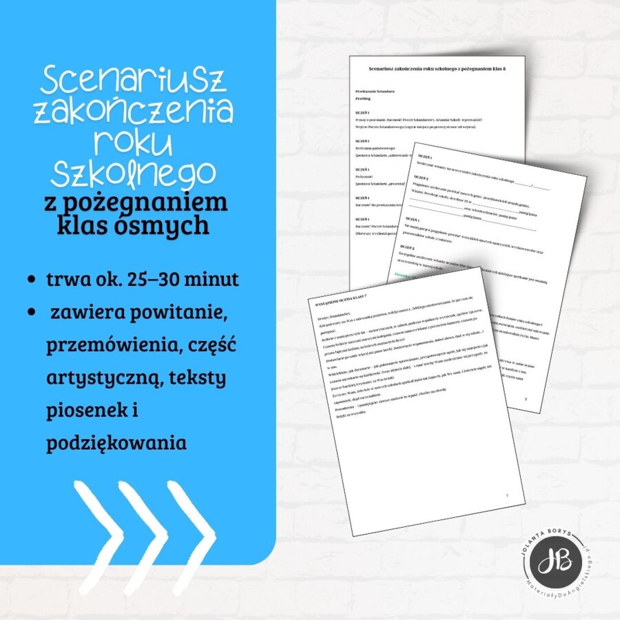 Scenariusz zakończenia roku szkolnego z pożegnaniem klas ósmych