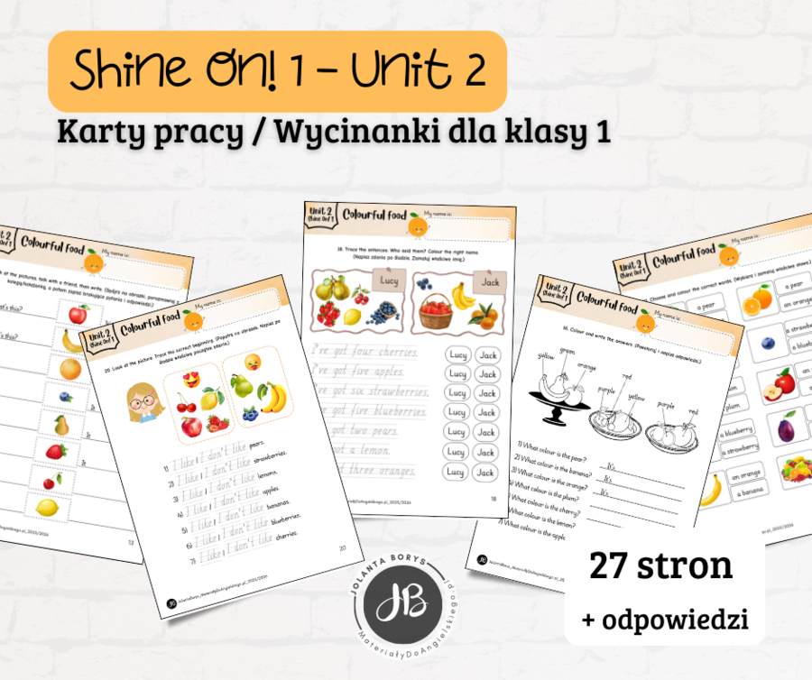 Materiały do Shine On! 1 Unit 2 – Colourful Food - karty pracy - wklejki/wycinanki