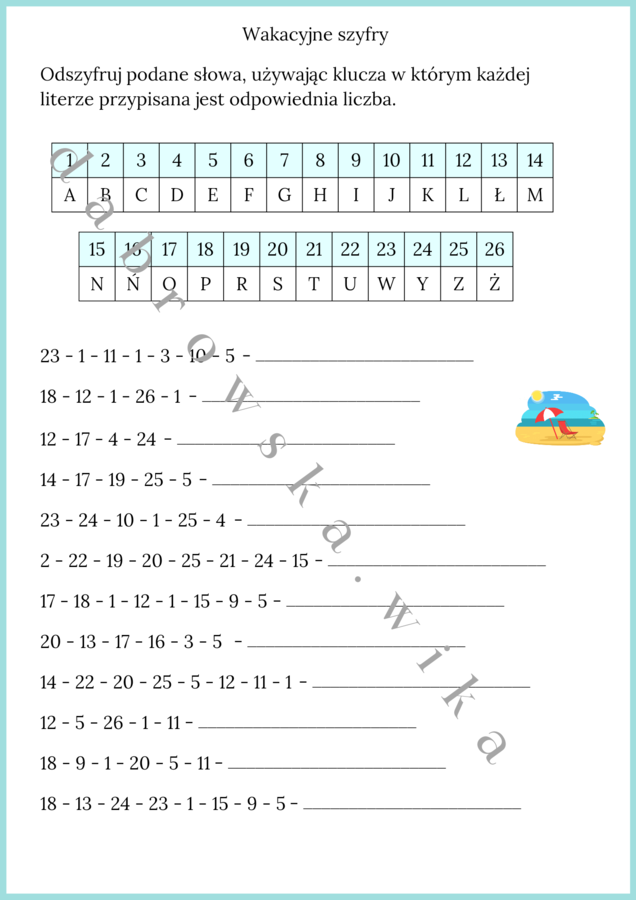 Wakacyjne szyfry