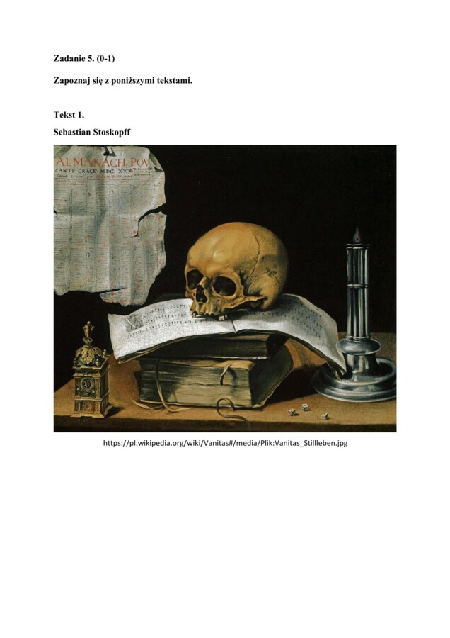 📃Test historycznoliteracki – język polski – matura Barok