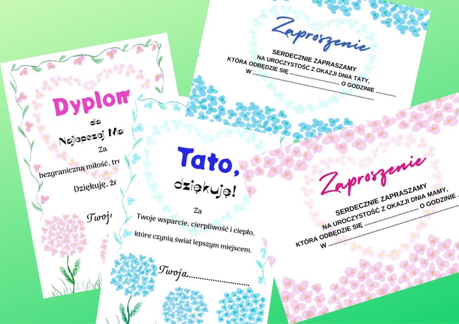 Dyplomy i zaproszenia - Dzień Mamy i Taty