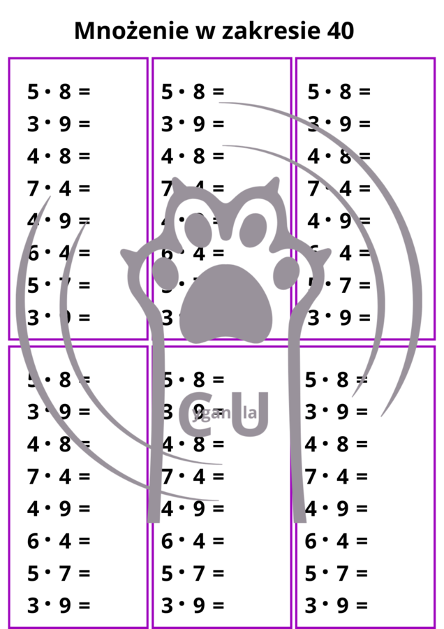 Tabliczka mnożenia – 22 karty pracy do kopiowania / wklejek – klasy 1–3
