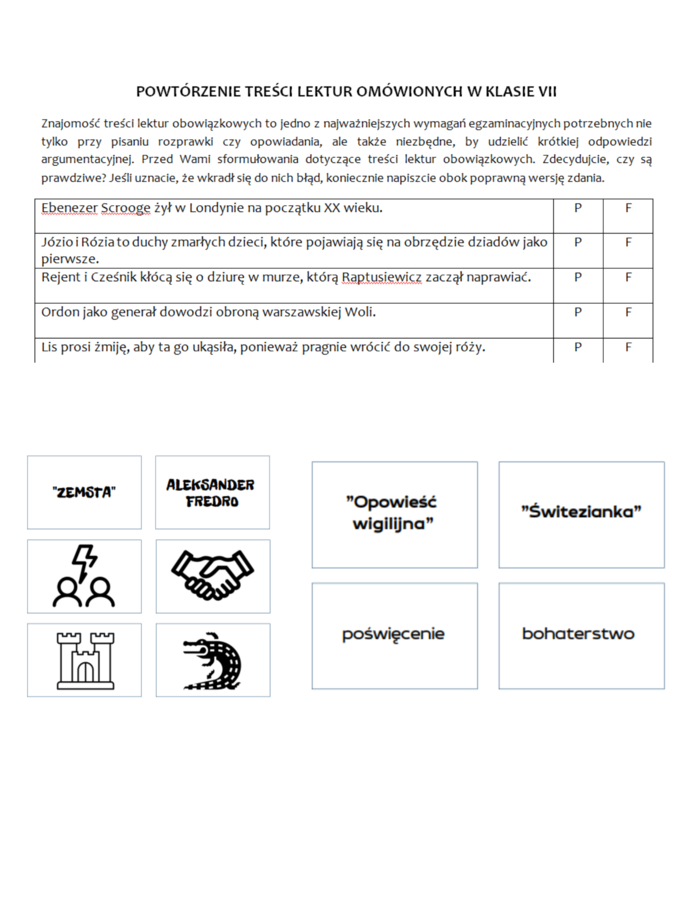 Powtórka na dobry start (lektury kl. 7)