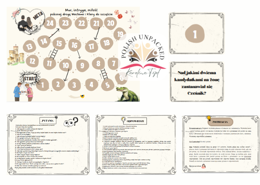 Gra planszowa "Zemsta" Aleksander Fredro, grywalizacja, lektura obowiązkowa, egzamin ósmoklasisty