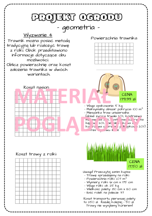Projekt edukacyjny – klasa 6, 7, 8. Innowacja pedagogiczna. Obliczenia praktyczne. Projekt ogrodu. Geometria