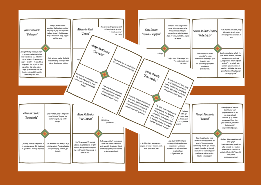 Cytaty – LEKTURY OBOWIĄZKOWE – egzamin – kl.7-8 - 64 fiszki - powtórka