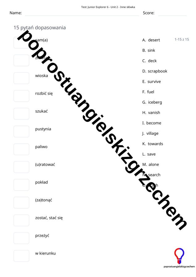 Junior Explorer 6 – Unit 2 – testy