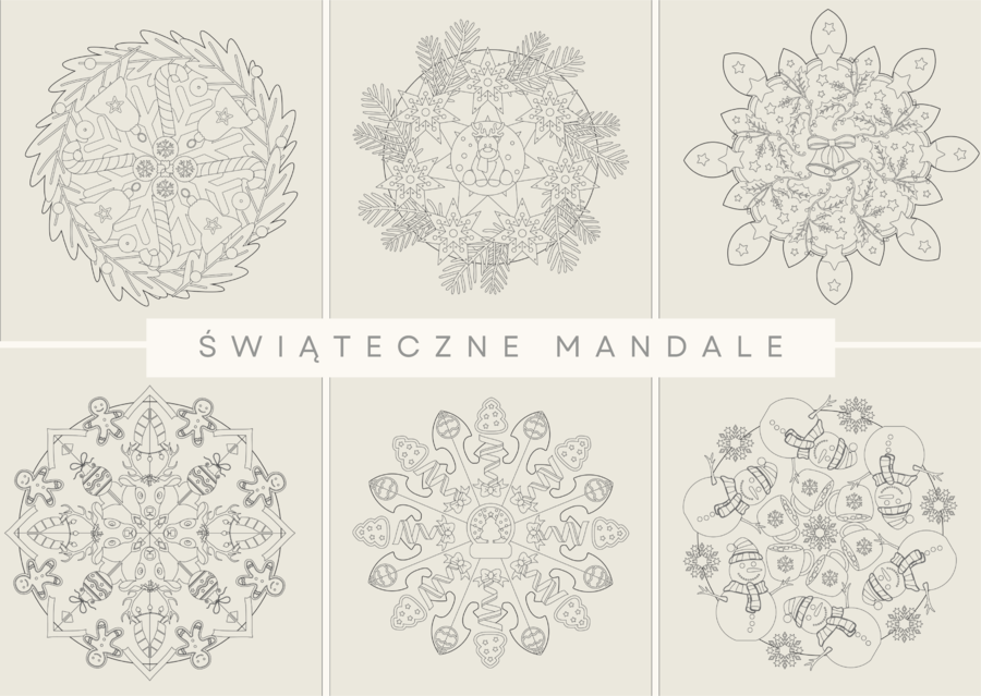 Świąteczne mandale - 20 uroczych kolorowanek
