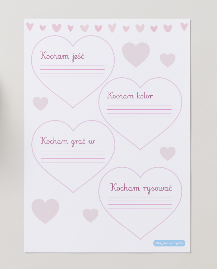 Walentynki - karty pracy