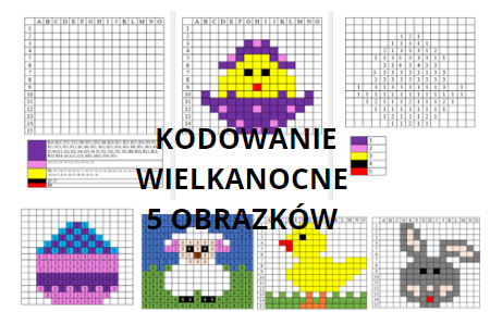 Wielkanocne kodowanie - 5 obrazków. kodowanie na dwa sposoby