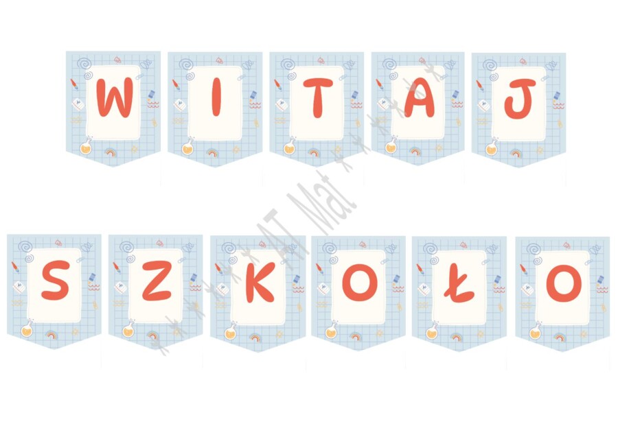 Girlanda, baner "WITAJ SZKOŁO"