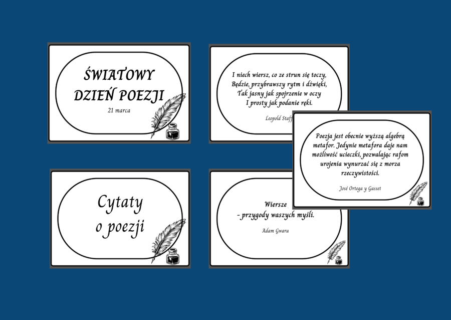 ŚWIATOWY DZIEŃ POEZJI – cytaty – gazetka – 21 str. – fiszki – wersja 2